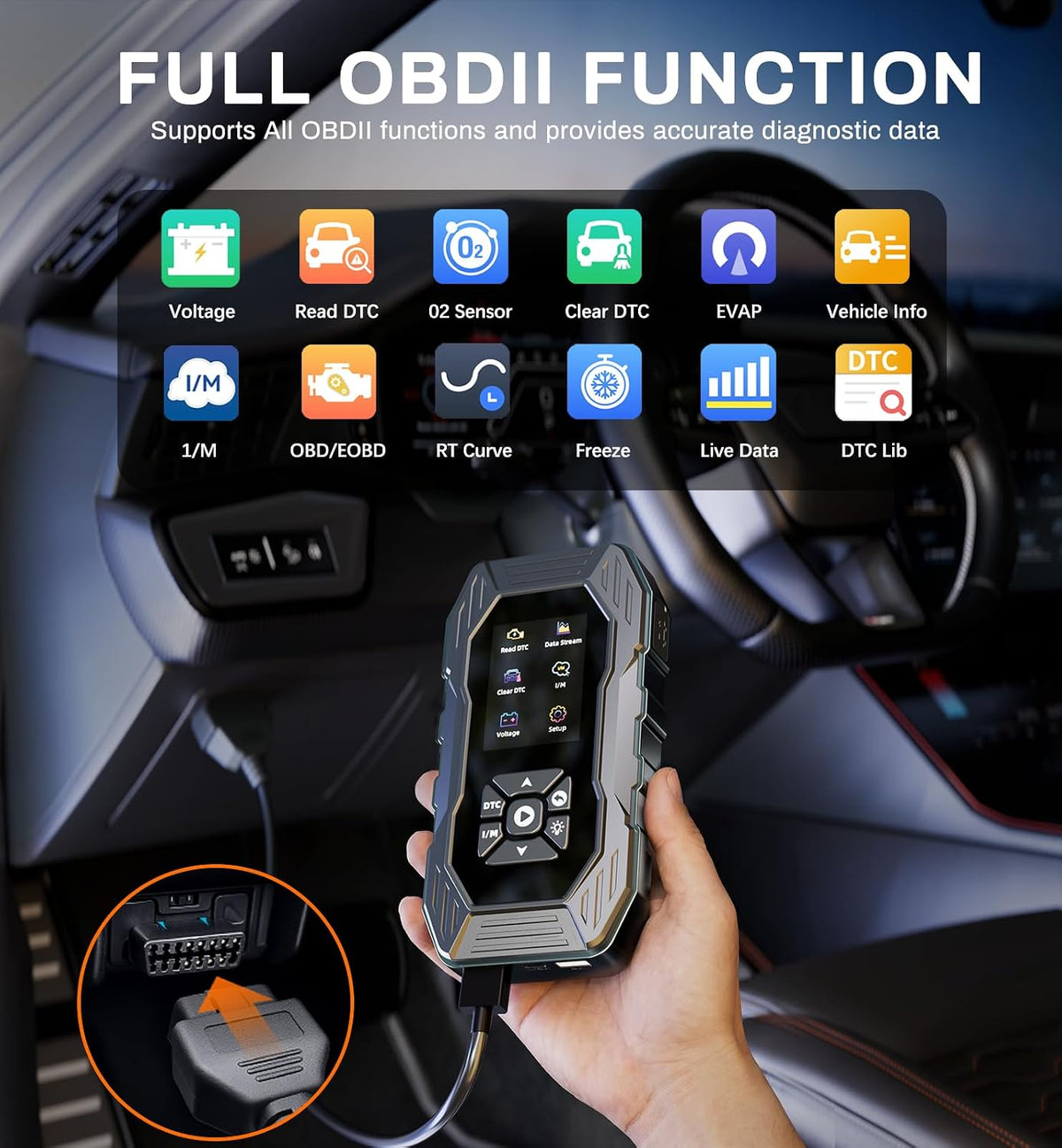5000A Jump Starter with OBD2 Scanner, 0V Force Start, All Gas & 10L Diesel