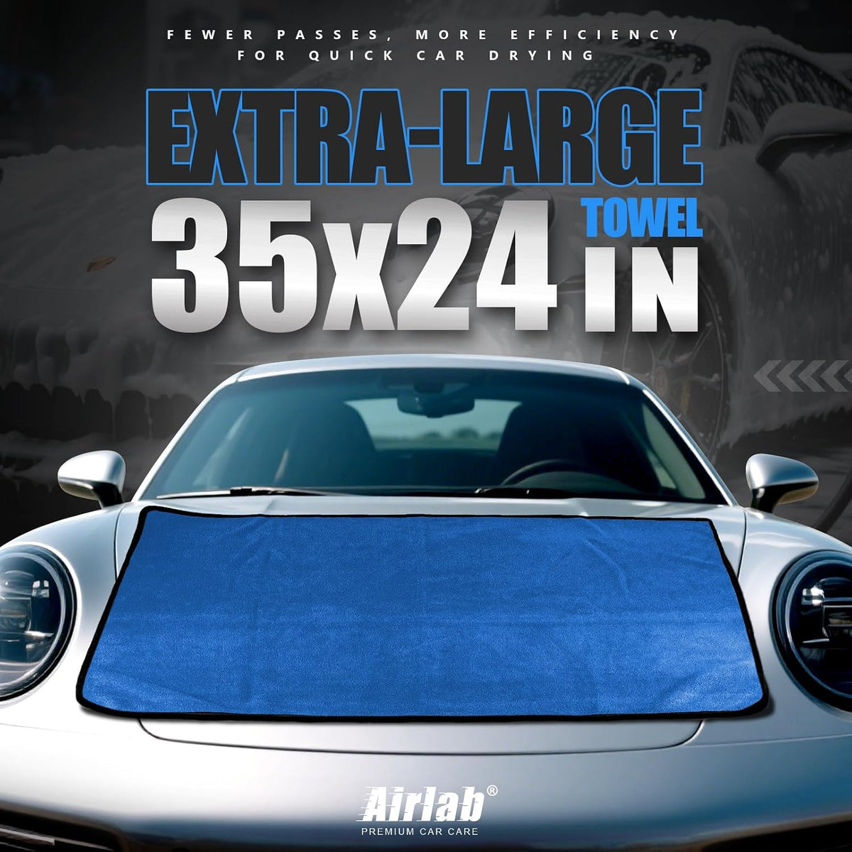 Airlab Microfiber Towels Cars Wash Drying Cleaning Cloth, Grey & Blue