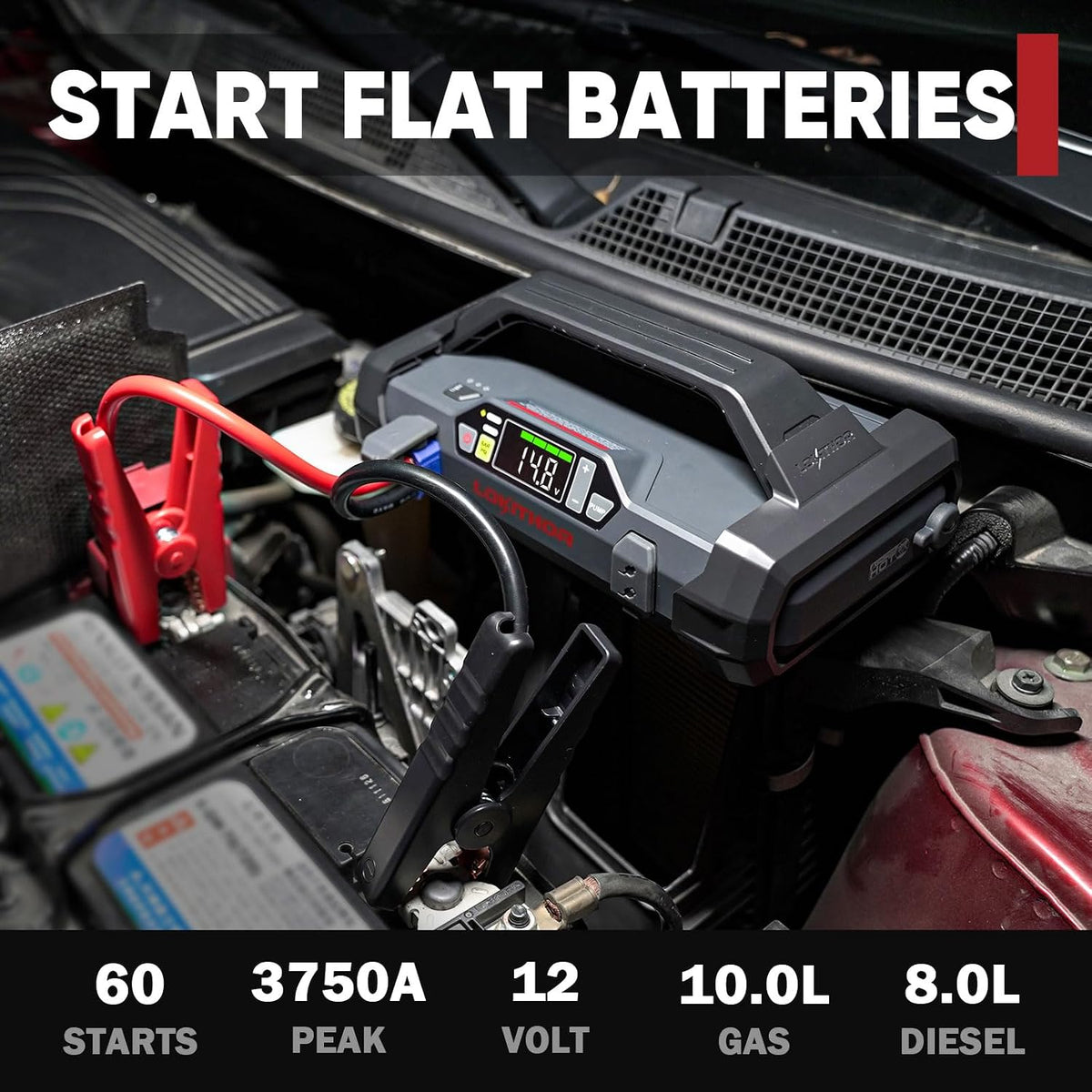 LOKITHOR JA401 Jump Starter with Air Compressor(10.0L Gas & 8.0L Diesel)