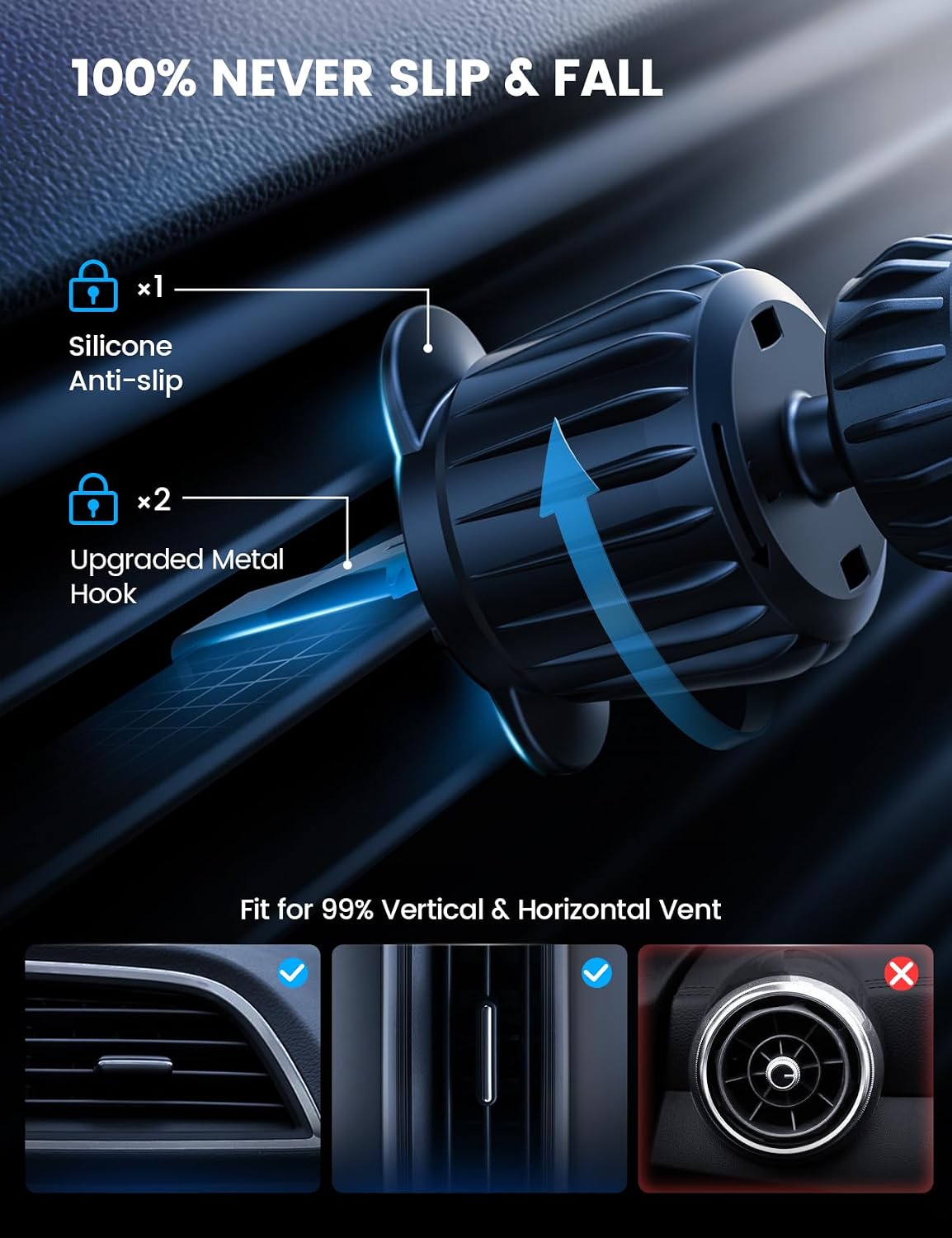 Lamicall 15W for MagSafe Car Mount Charger Vent Dashboard 360° for iPhone