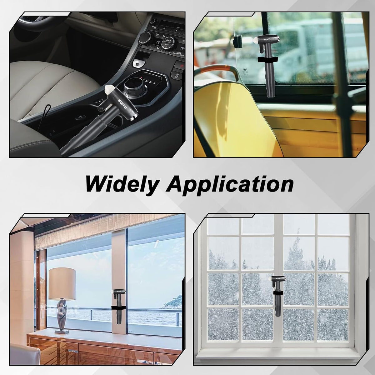 Longzhuo Car Window Breaker Tool with Seatbelt Cutter, Carbon Steel Window Breaker Seatbelt Cutter, 3-in-1 Automotive Safety Hammer for Auto Accidents, Essential for Emergency Car Kit