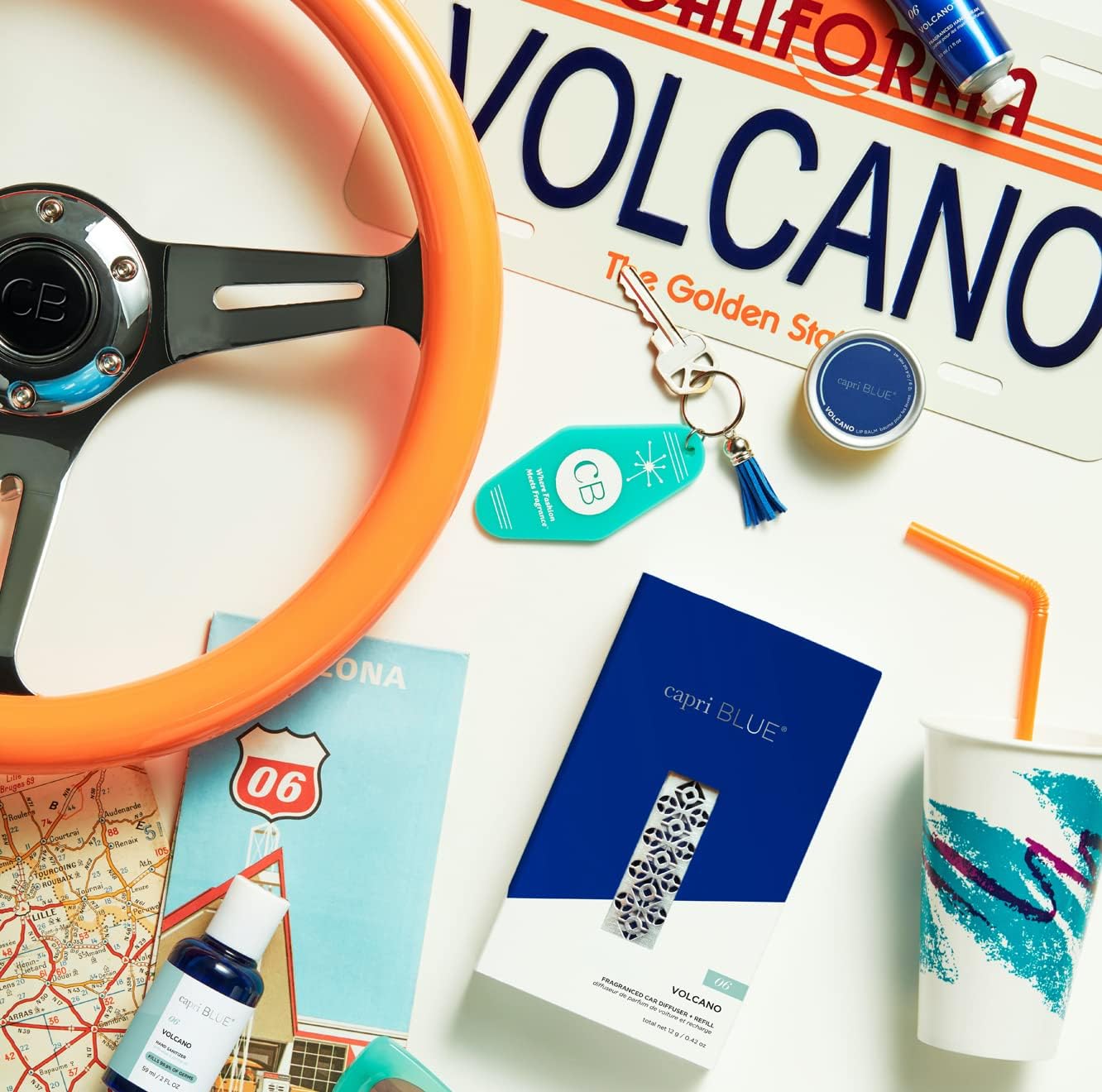 Capri Blue Volcano Fragranced Car Diffuser with Refills - Volcano Car Air Freshener Diffuser - Includes Tropical Fruit Scented Refills