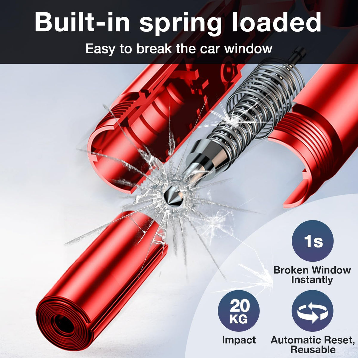 MOTORBUDDY Car Window Breaker Tool, 2-in-1 Window Breaker Seatbelt Cutter, Emergency Glass Breaker and Auto Escape Tool，Car Accessories