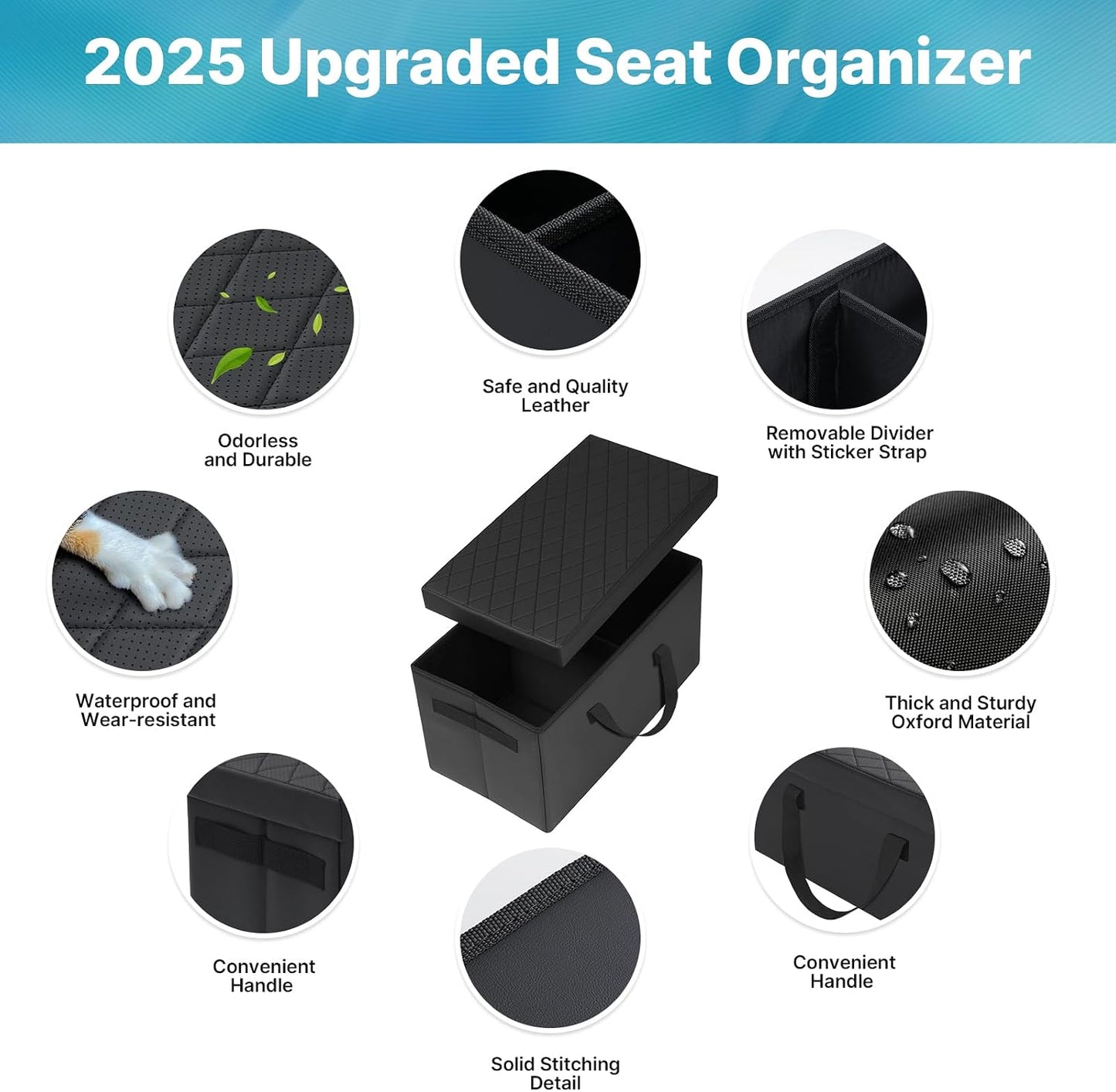 Mixsuper Liner Car Seat Organizer for Ford Explorer 2020-2025 2026, Console Organizer Backseat Toy Bin for Explorer, Seat Aisle Storage Box for 6-Passenger Kids Dogs ST XLT Accessories