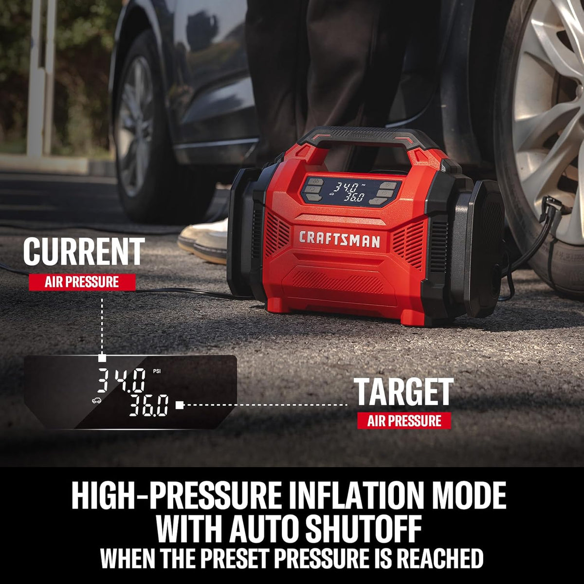 CRAFTSMAN Dual Power Tire Inflator with Digital Gauge & Auto Shut-Off