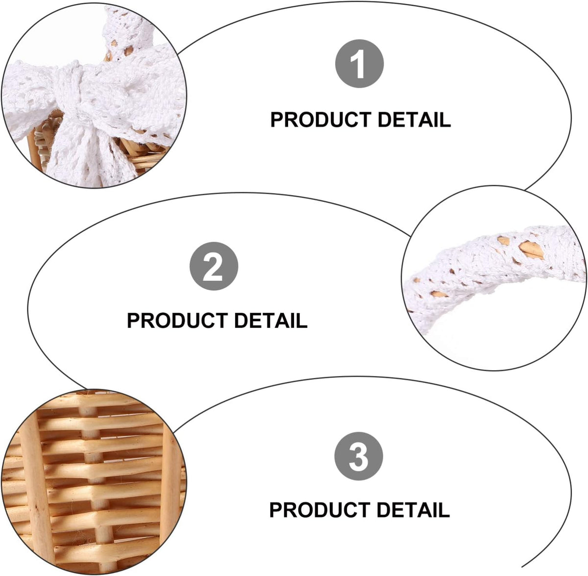Cabilock 11.02-Inch Portable Woven Basket Braided Jacquard Basket with Lace Handle Desktop Flower for Home Organization Flower Girl Ceremony Sundries Storage