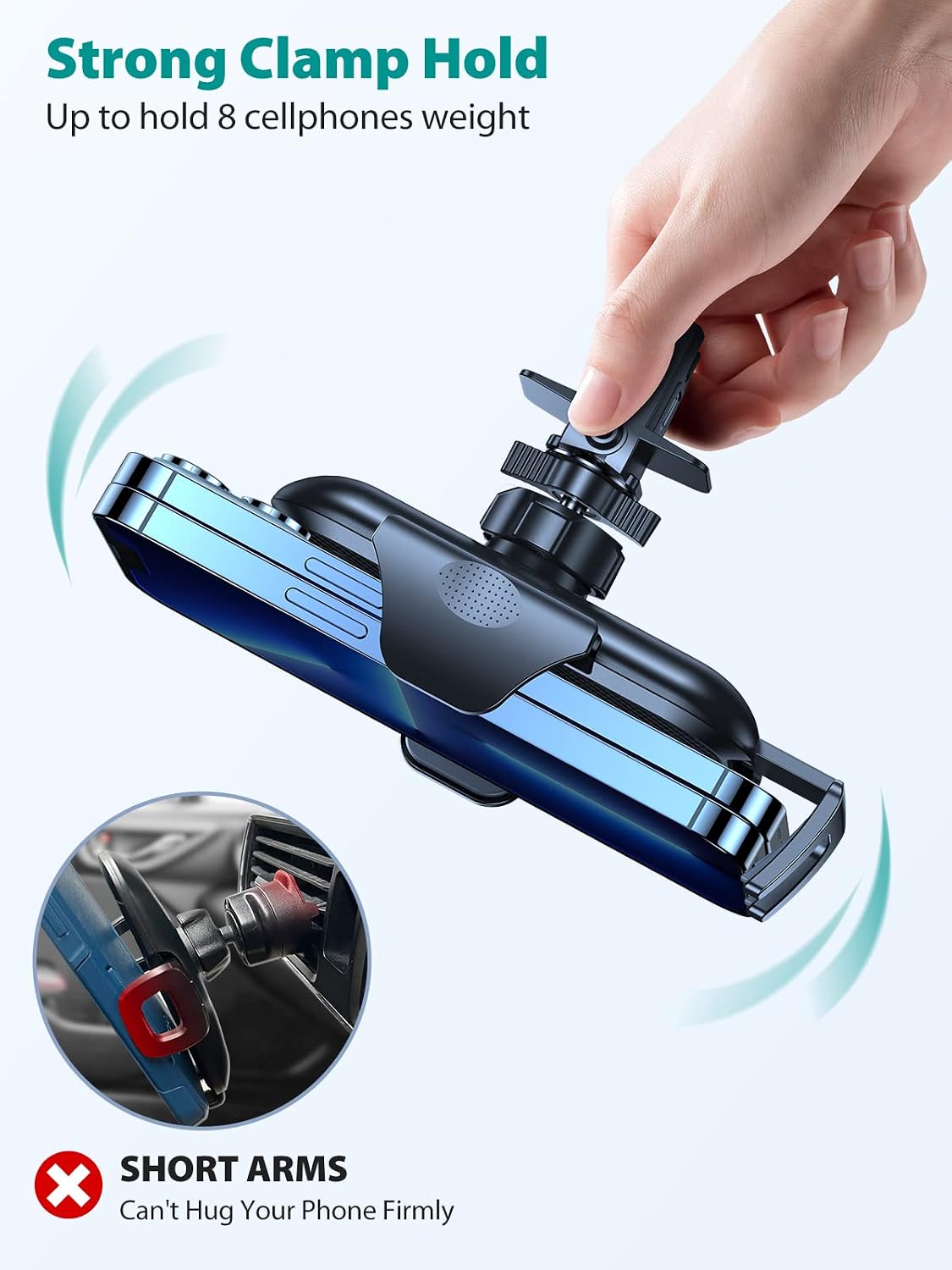 VICSEED 2026 Upgrade Ultra Stable Car Phone Holder Mount [Never Fall Off & Won't Break] Universal Air Vent Phone Mount for Car Easy Clamp Phone Holders for Your Car for iPhone 18 Pro Max 17 16 15 14