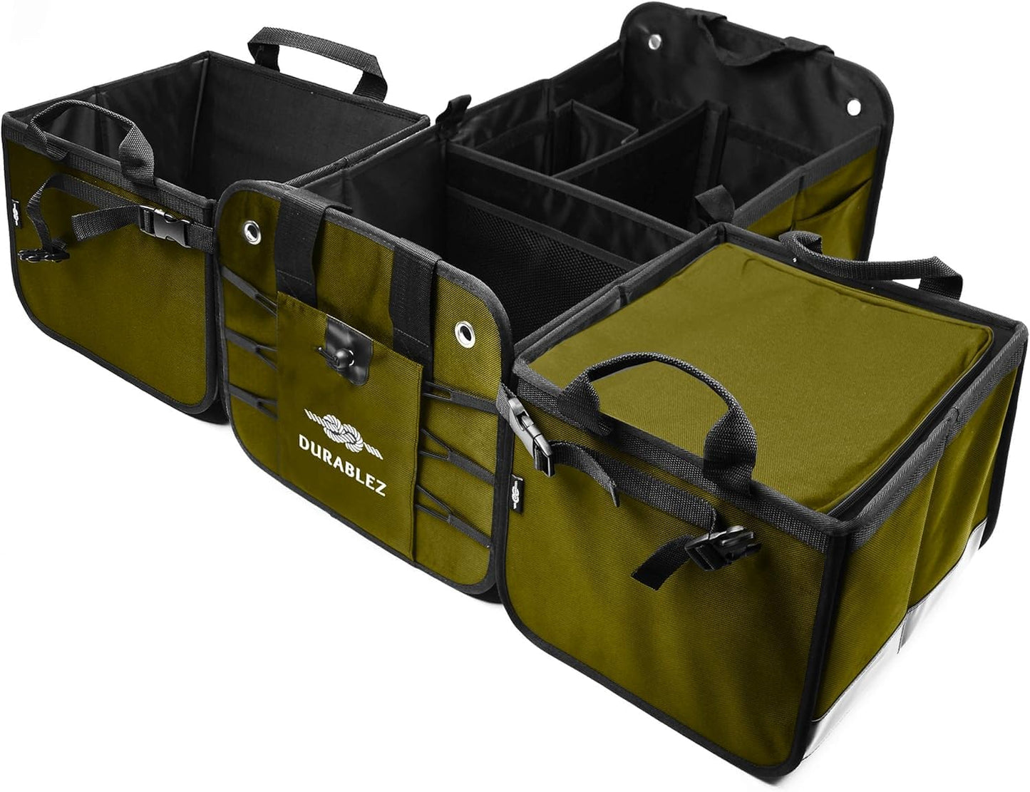 Thermal Cooler for Car Trunk – Insulated Bag for Camping, Road Trips, Groceries, Leak-Resistant, Fits Modular Organizers – Military Green