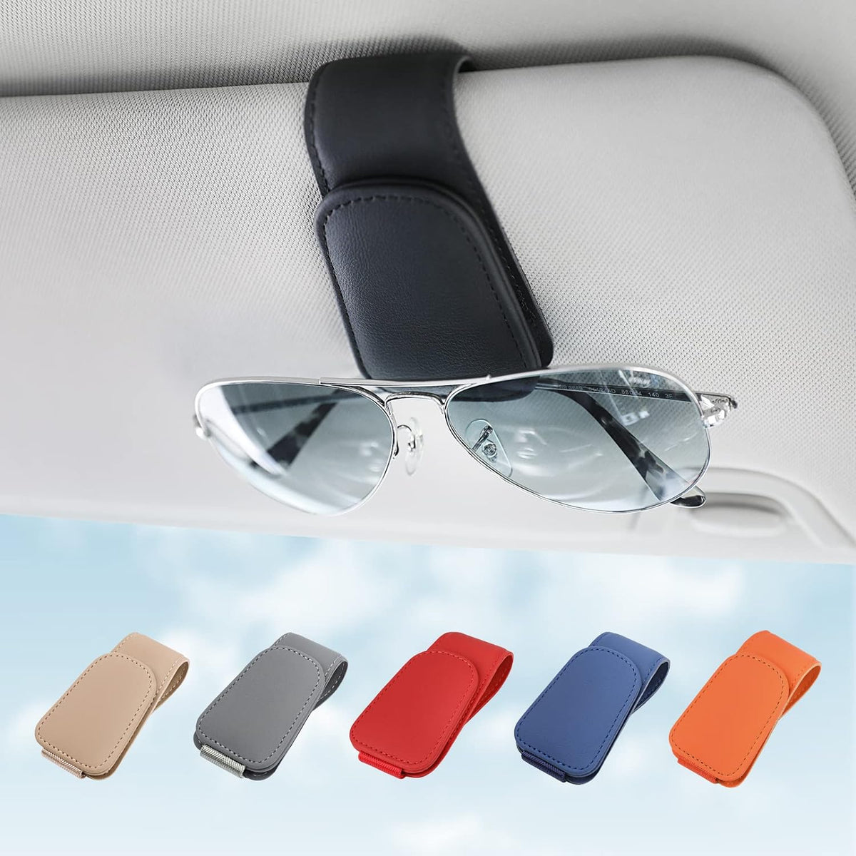 KanSmart Sunglass Holder for Car Sun Visor Magnetic Sunglasses Clip -2 Pack