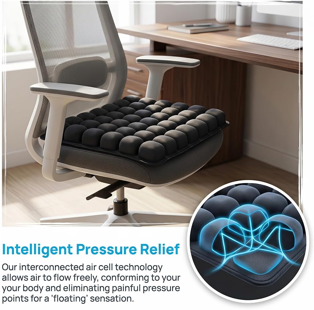 Travel Cushion Airplane Seat,Airplane Seat Cushion for Long Flights,Press Type Air Inflatable Wheelchair Seat Cushion,49 Airbags,for Car,Office,Stadium,Ergonomic Comfort Support,Heavy Duty