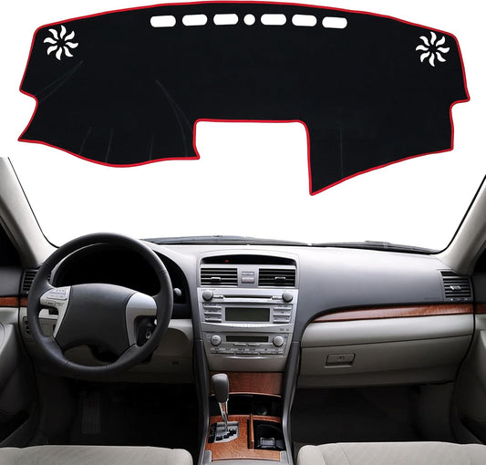 for Toyota Camry Accessories 2007-2011 Dashboard Cover Center Console Cover Dash Mat Carpet Protector Sunshield Cover Custom Fit, Red Trim