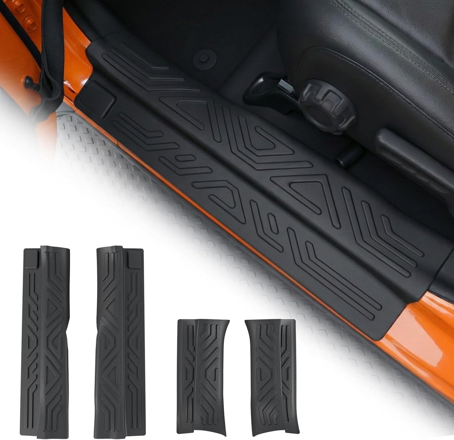 Door Sill Protector Compatible with 2020-2026 Jeep Gladiator JT Full Coverage Door Sill Guards TPE Protection All Weather 4PCS for 2025 Gladiator Accessories