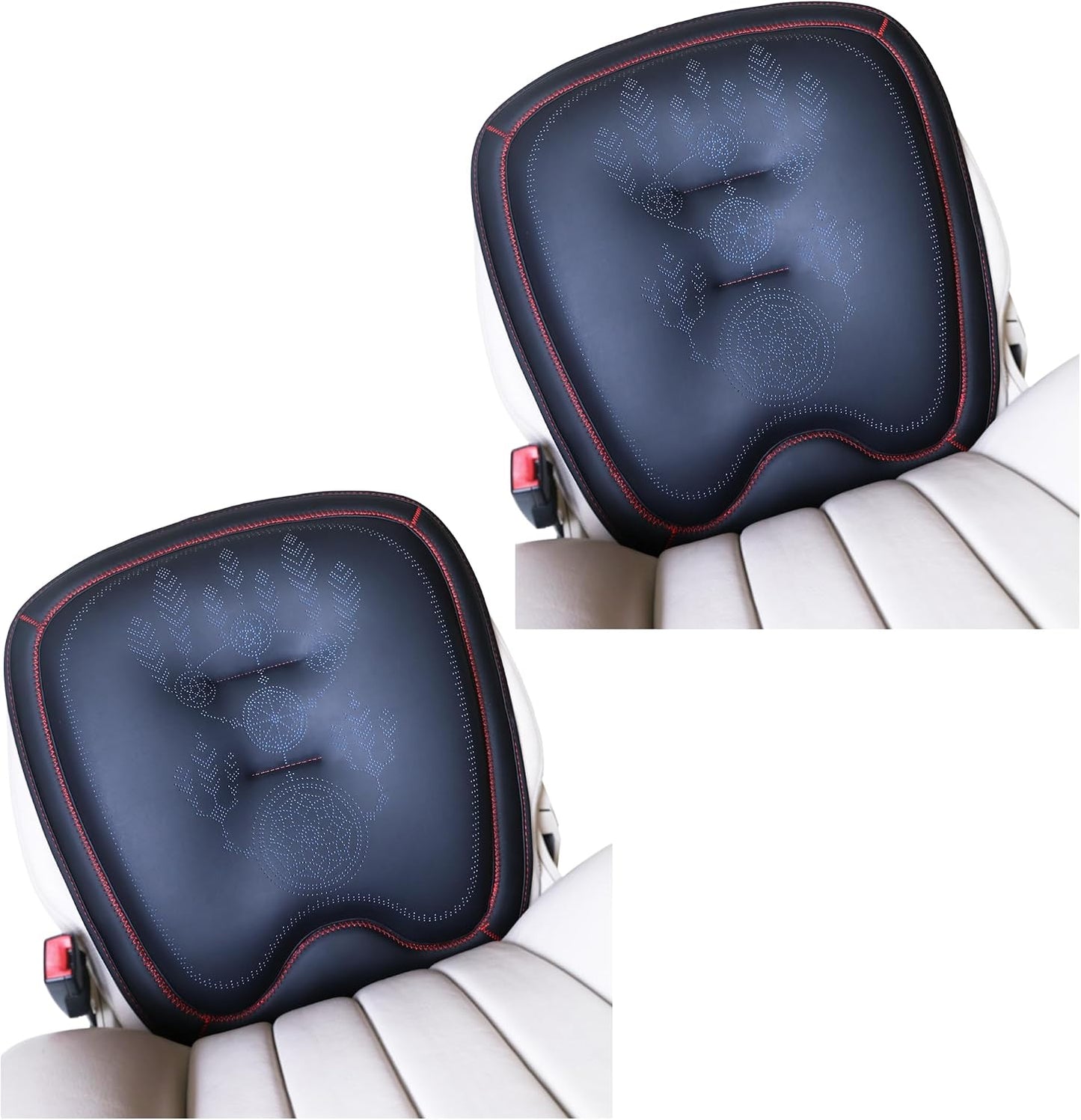 Comfort Dreamcatcher Car Seat Cushion Non-Slip - Relaxing, Optimal Support & Posture for Long Drive (14. Front Seats (Black with Red))