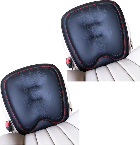 Comfort Dreamcatcher Car Seat Cushion Non-Slip - Relaxing, Optimal Support & Posture for Long Drive (14. Front Seats (Black with Red))