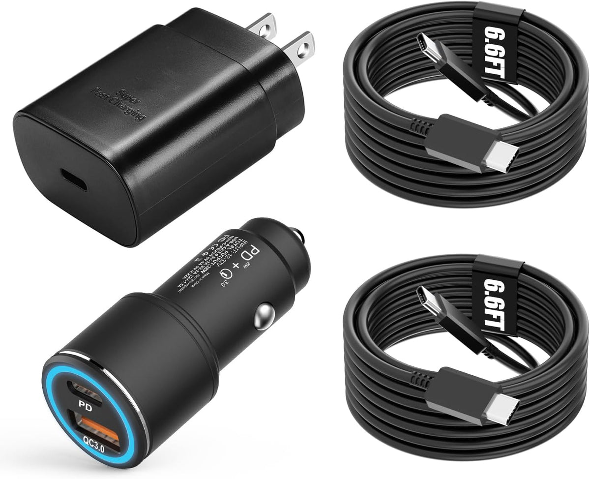 Super Fast Charger TypeC Kit 25W Wall/Car Charger for Samsung Galaxy