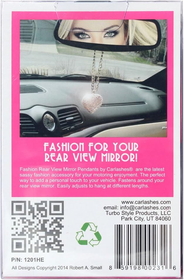 CarLashes 1201HE Clear Rear View Mirror Pendant Heart