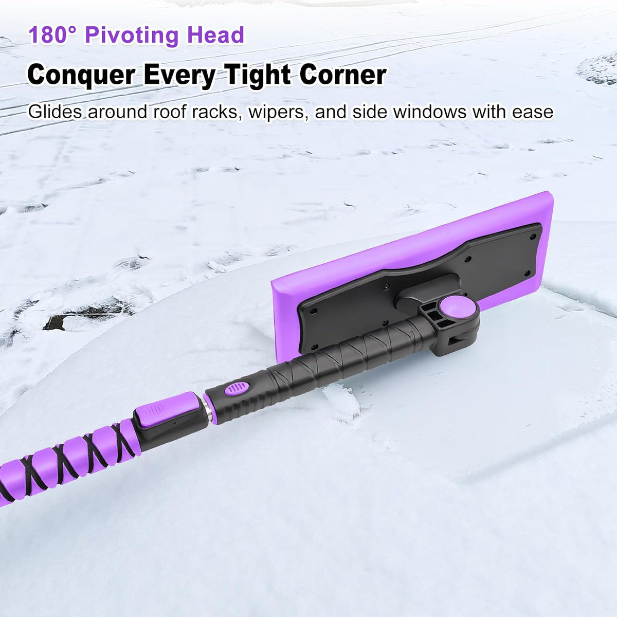 HEEYA 46.7 Inch Snow Broom with Scraper, Foam Snow Brush for SUV