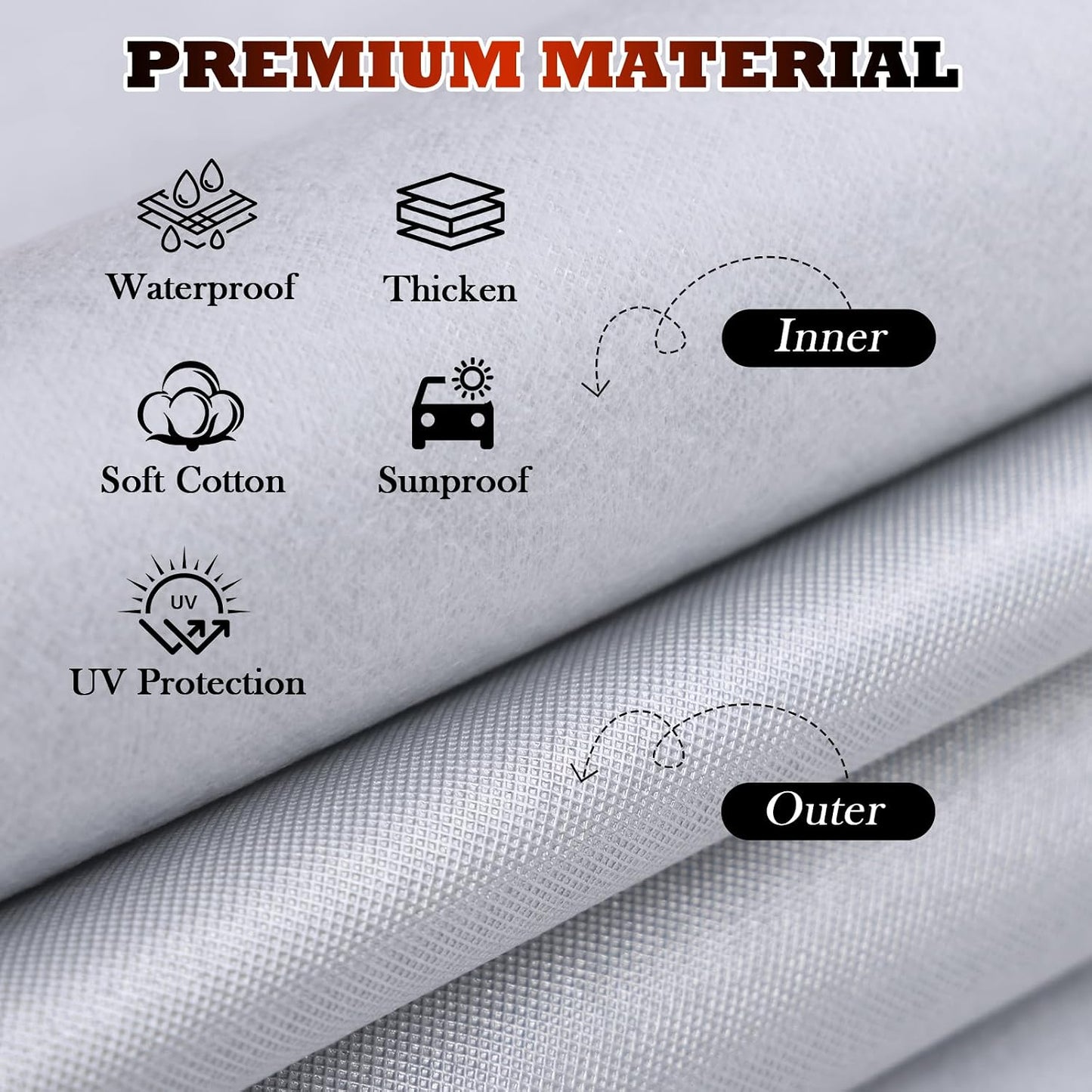 Half Car Cover for Sedan M, Winter Windshield & Roof Snow Cover with Cotton Liner, Waterproof Half Top Cover Protects from Snow, Ice, Frost, Sun and Dust, Fits Most Medium Size Sedans