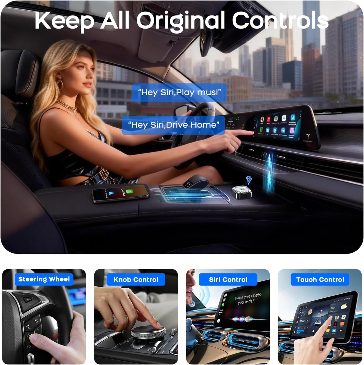 2026 Mini Android Auto Wireless Adapter 2 in 1 Adapter - Converts Wired to Wireless Car Play Dongle, 5.8GHz Fast Bluetooth Receiver for 2016+ Vehicles, Plug & Play Auto Connect (USB-A/C)