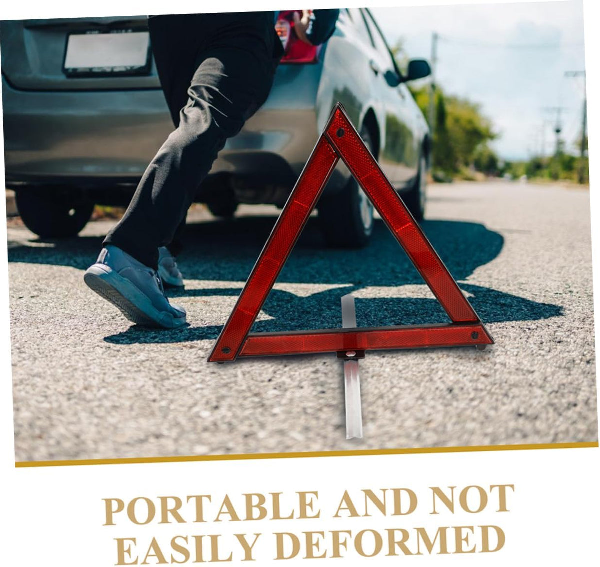 Ciieeo 4Pcs Reflective Triangle Emergency Warning Signs Portable Roadside Safety Reflectors for Traffic Emergencies and Parking Situations