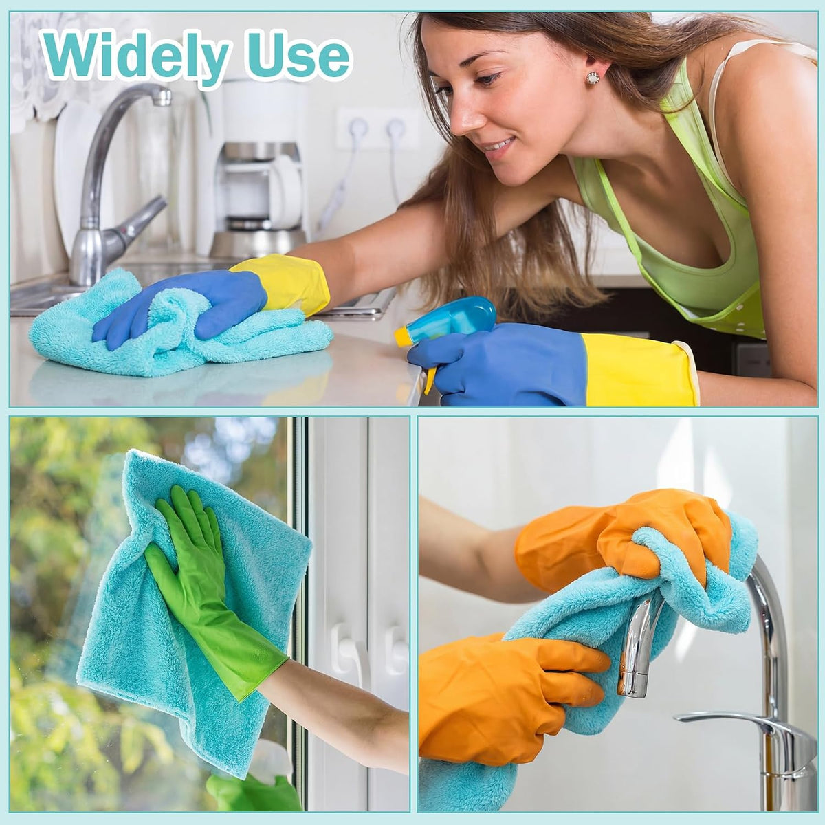 Tallew Car Microfiber Towels, Light Blue, 15 Pcs