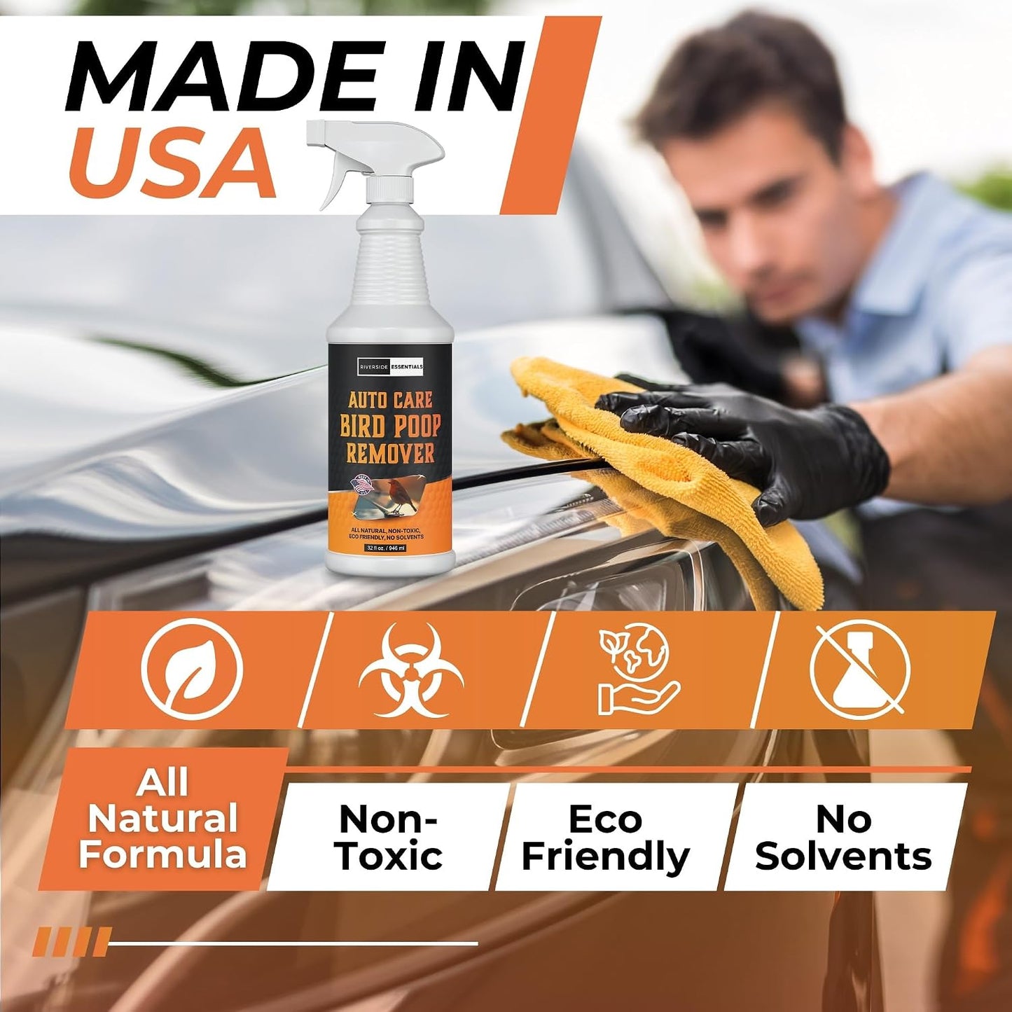 Bird Poop Remover for Cars (32oz) – Fast Acting Heavy Duty Spray for Bird Droppings, Safe on Paint, Glass & Clear Coat, Made in USA