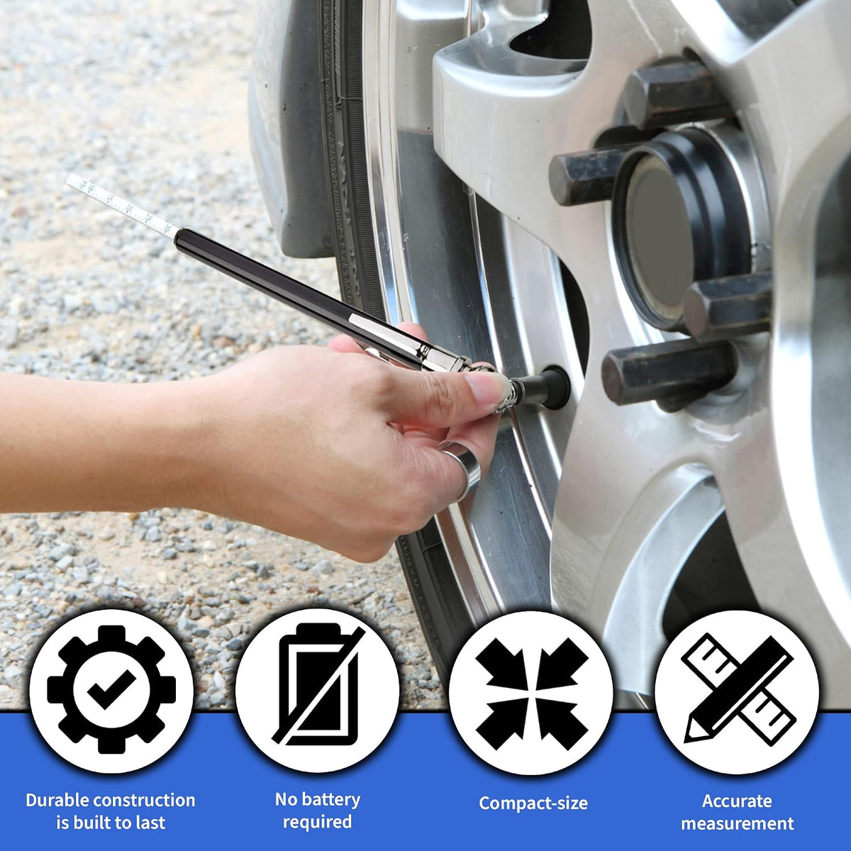Pencil Tire Pressure Gauge 0-50 PSI, Bulk Hard Polymer, 12 Pack