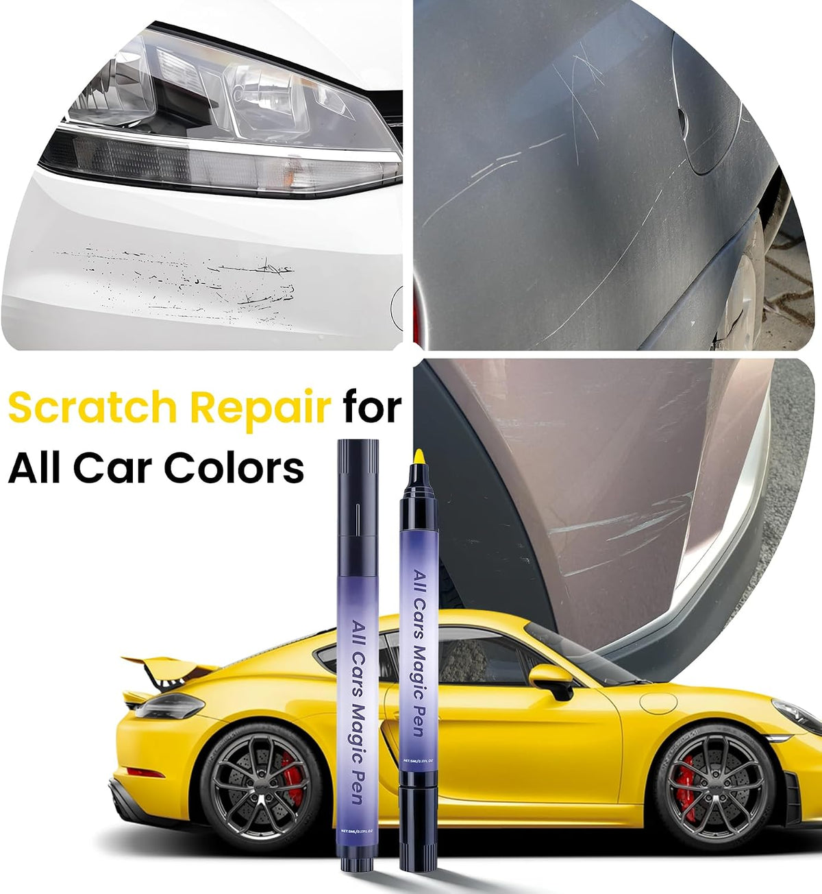 Car Scratch Remover Pen, Magic Car Scratch Removal Pen for All Car Colors, Scratch Repair Pen, Easy DIY Paint Repair Kit, Quick Fix for Wear Swirl Marks And Scuffs, 2PCS