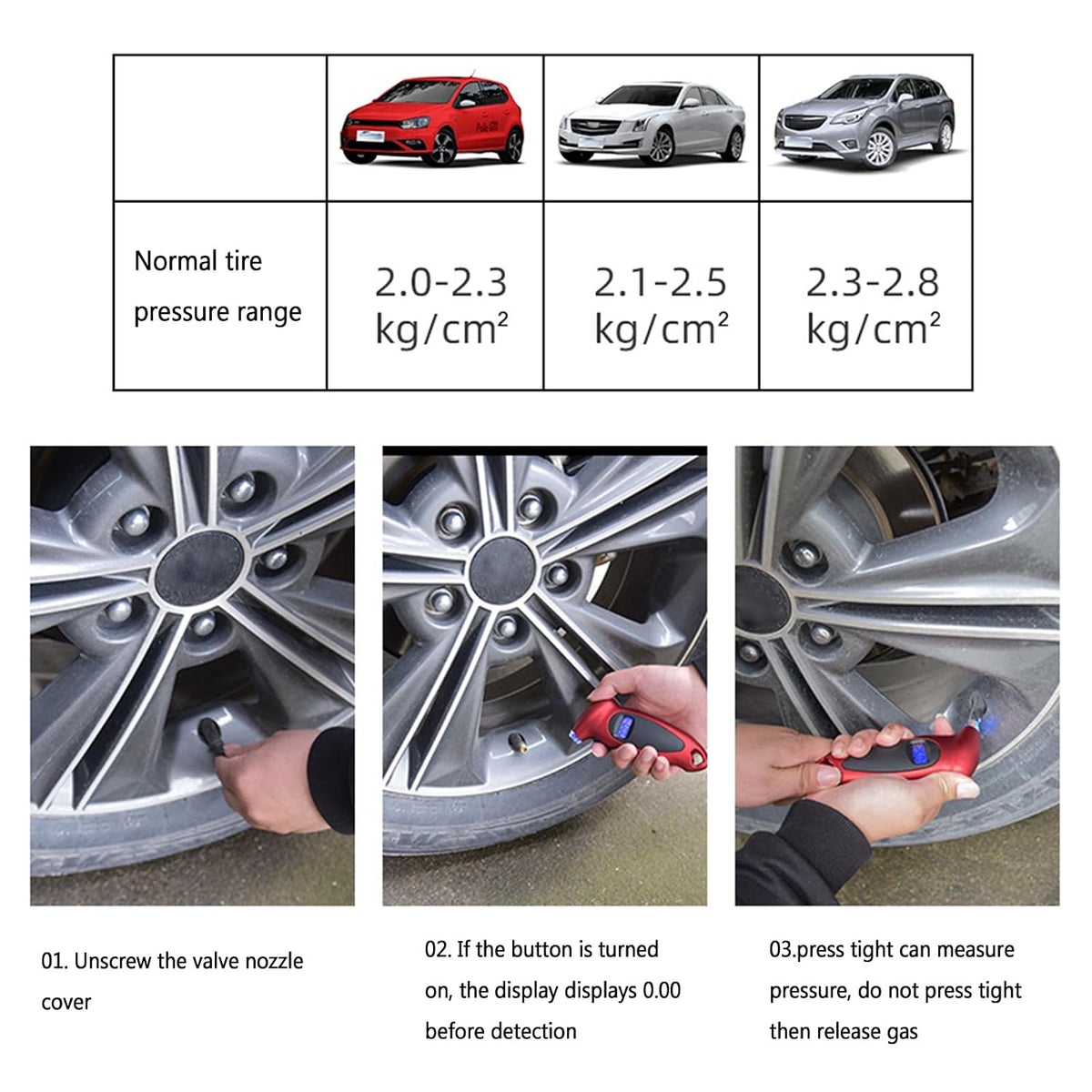 Digital Tyre Pressure Gauge 4 Ranges 0-10bar with Backlight, Blue
