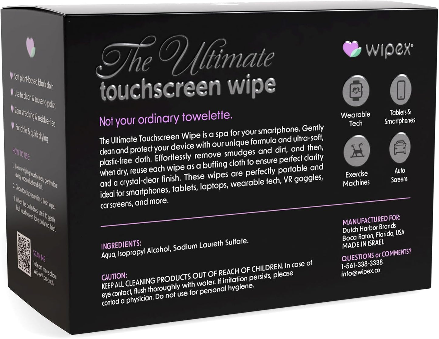 Wipex Car Screen Wipes for Electronics - 24 Individual Car Screen Cleaner Wipes - Plant-Based Touchscreen Cleaner Cloth for Dashboard Panels, Mobile Phone, Interior Car Cleaning Supplies (5.9"x4.92")