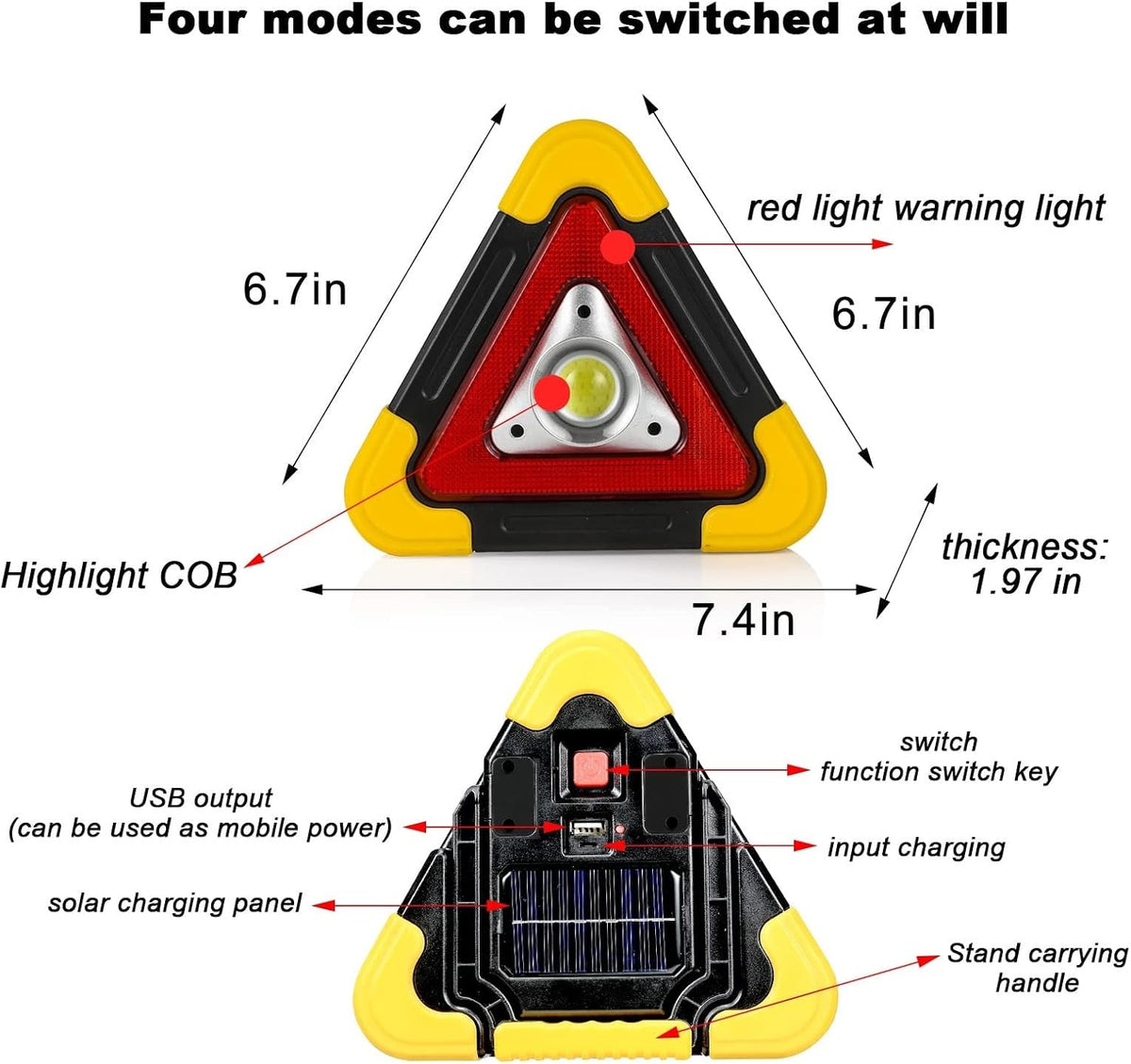 LED Emergency Reflective Triangle – Emergency Warning Triangle for Road Side Safety - Traffic Flares for Parking, Aircraft & Night Traffic Directing – Ambient Light Technology