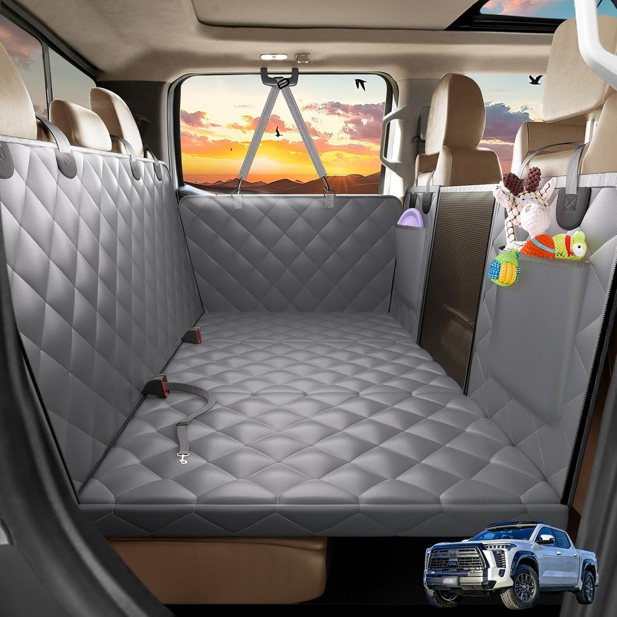 Back Seat Extender for Dogs, Hard Bottom Car Seat Cover