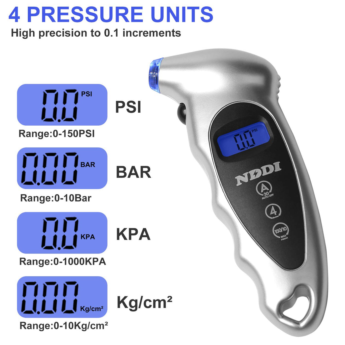 NDDI 2-Pack Digital tire Pressure Gauge 150 PSI