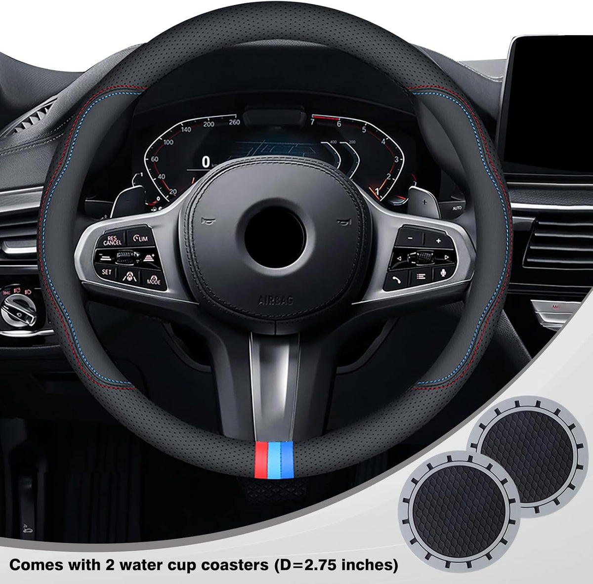 2025 Nappa Leather Car Steering Wheel Cover for BMW