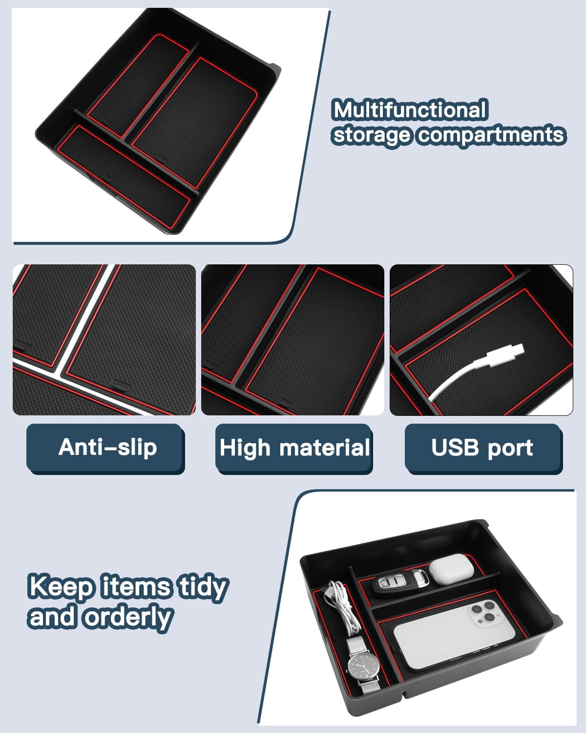 Ruiya 2026 Passport Center Console Organizer,for Honda Passport 2026 Accessories ABS Material Middle Console Glove Tray Compatible with 2026 Honda Passport RTL/TrailSport/TrailSport Elite