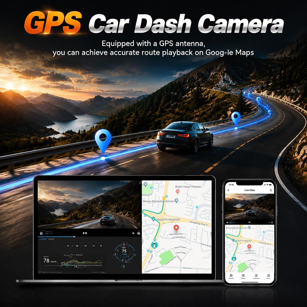 4K Mirror Dash Cam, 9.66 inch Touchscreen Rear View Mirror Camera