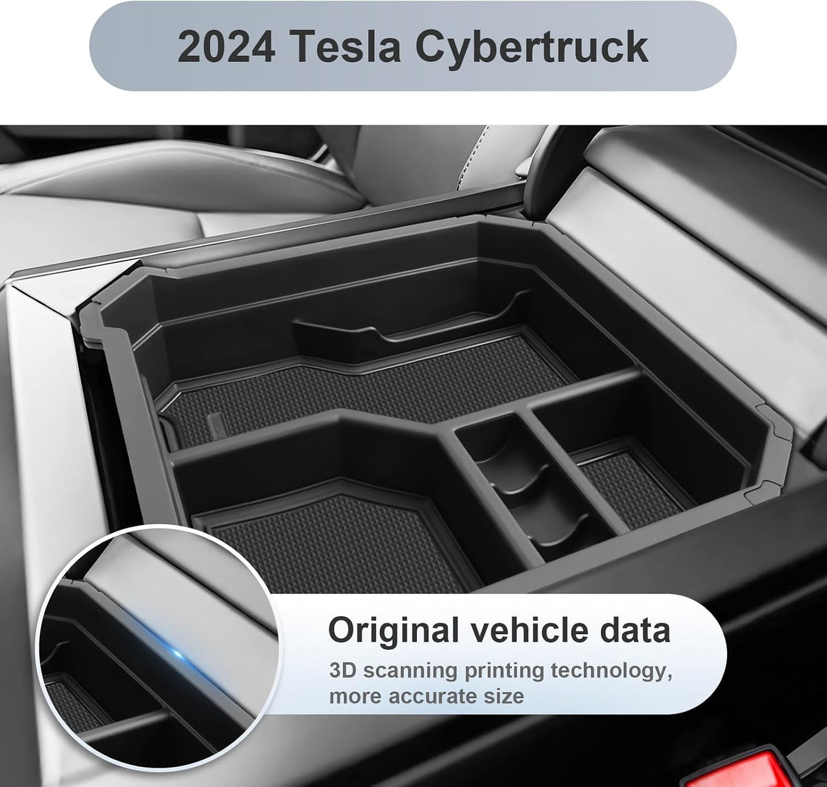 SKTU 2-Pack for 2024 2025 2026 Tesla Cybertruck Center Console Organizer 2024 2025 2026 Cybertruck Console Tray Cybertruck Armrest Tray Tesla Cybertruck 2024 2025 2026 Accessories with Coin Holder