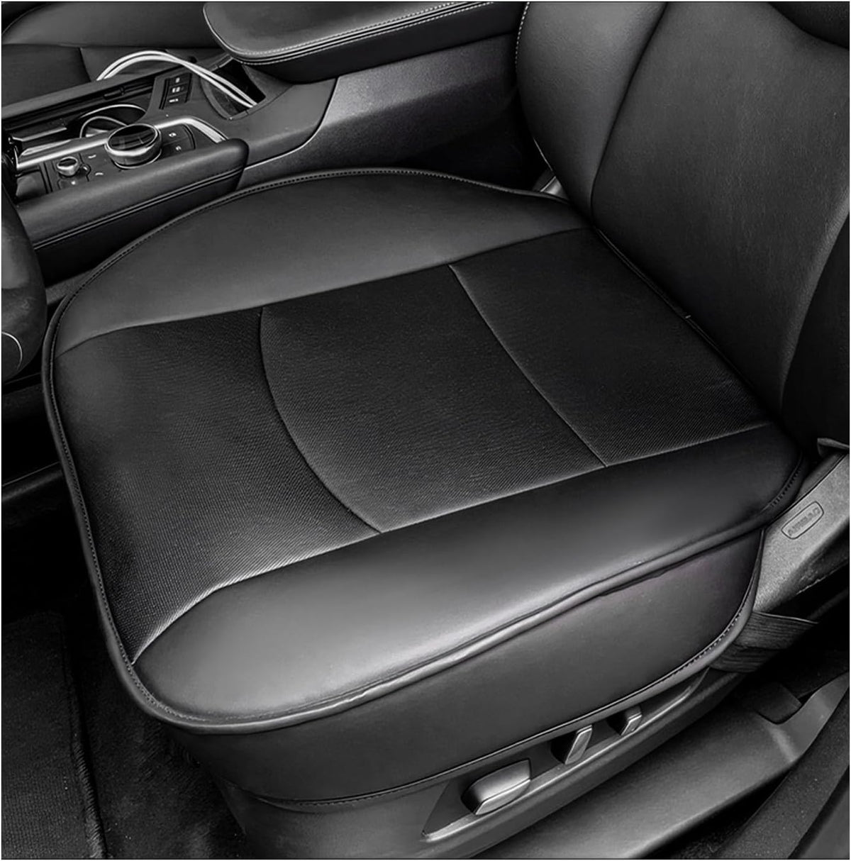 Car Seat Bottom Cover, Premium PU Leather Seat Protection Without Backrest, Front Bottom Seat Cushion Covers for Most Vehicles, Universal Interior Decor Car Accessories