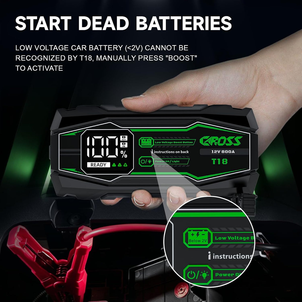CAROSS 800A Car Jump Starter - 12V Jump Box for 6.0L Gas and 3.0L Diesel