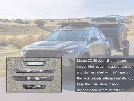 Carbon Fiber Door Sill Protector for Mazda CX-50 CX50 2023 2024, Door Entry Guard Scuff Plate Trim Cover Accessories, Auto Interior Accessory Kick Panels 4pcs set