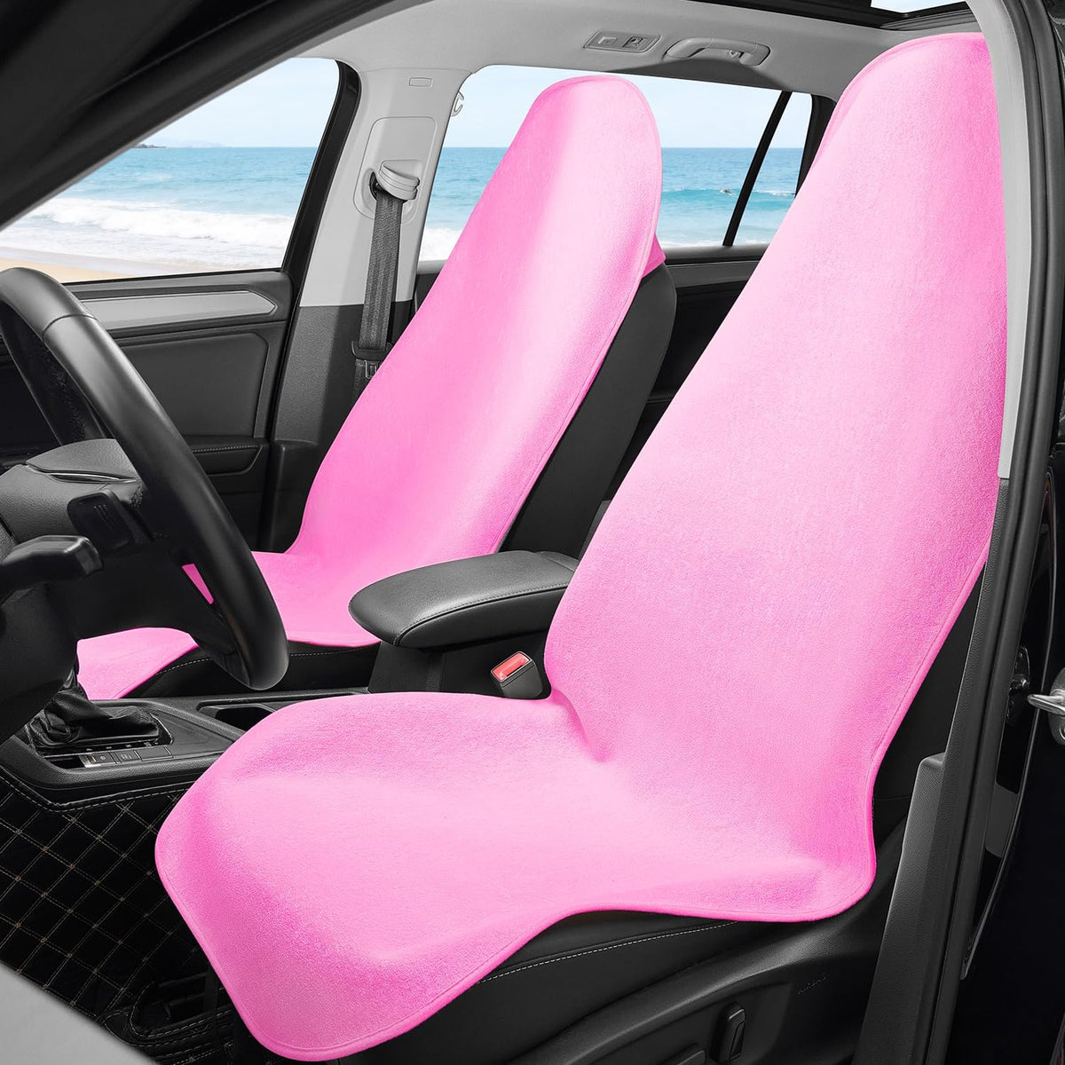 Waterproof 2 Pack Car Seat Cover Universal Fits Car Sweat Towel for Trucks SUV Van Cute Pink Car Seat Protector Sweat Proof Protector Cloth Seats