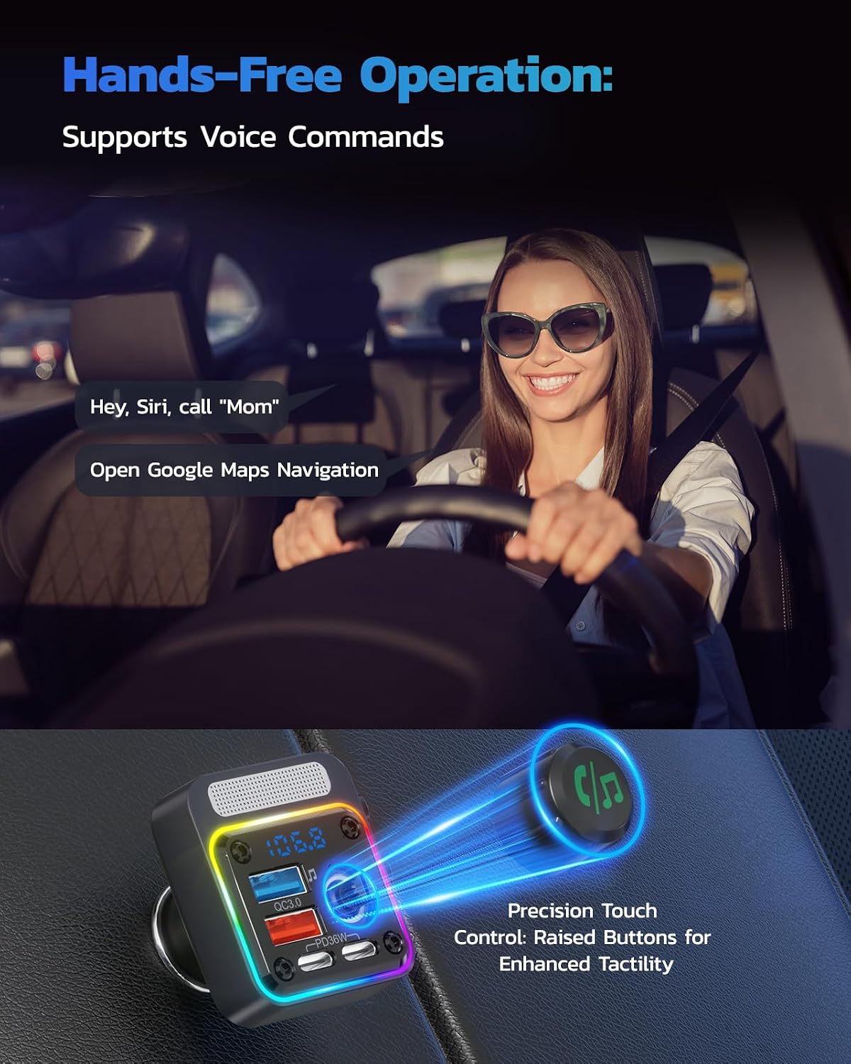 Nulaxy S08 Magsafe Car Mount & NX16 Bluetooth 5.3 Car Adapter