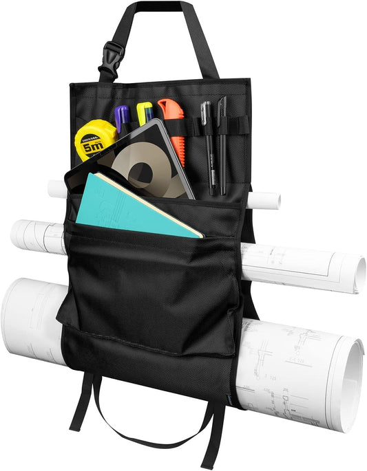 Homakover Car Seat Organizer, Blueprints Car Organizer, Maps Holder, Drawings Car Pockets, Artwork Car Pocket, Posters Holder with Shoulder Strap/Pockets and Comfort Top Handle