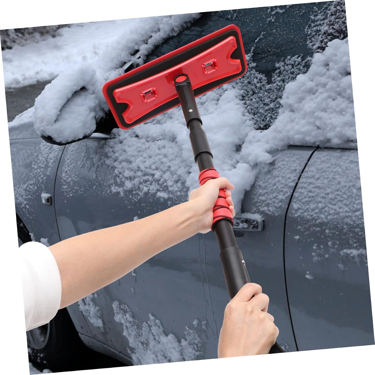 Garneck Detachable Extendable Car Snow Scraper and Brush Lightweight EVA Foam Snow Removal Tool for Windshield Non-Damaging Ice Scraper for Cars SUVs and Trucks