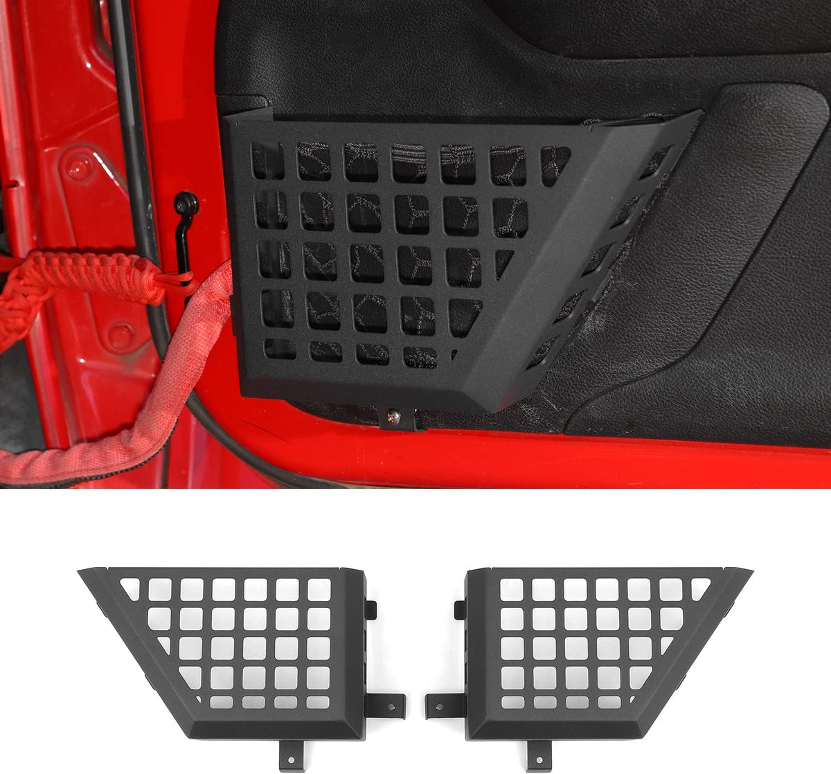 Hoolcar Rear Door Storage Pockets, Side Insert Organizer Box Metal Net Pocket Replacement for 2011-2017 Jeep Wrangler JK JKU, Interior Storage Expansion Accessories, Black, 2PCs