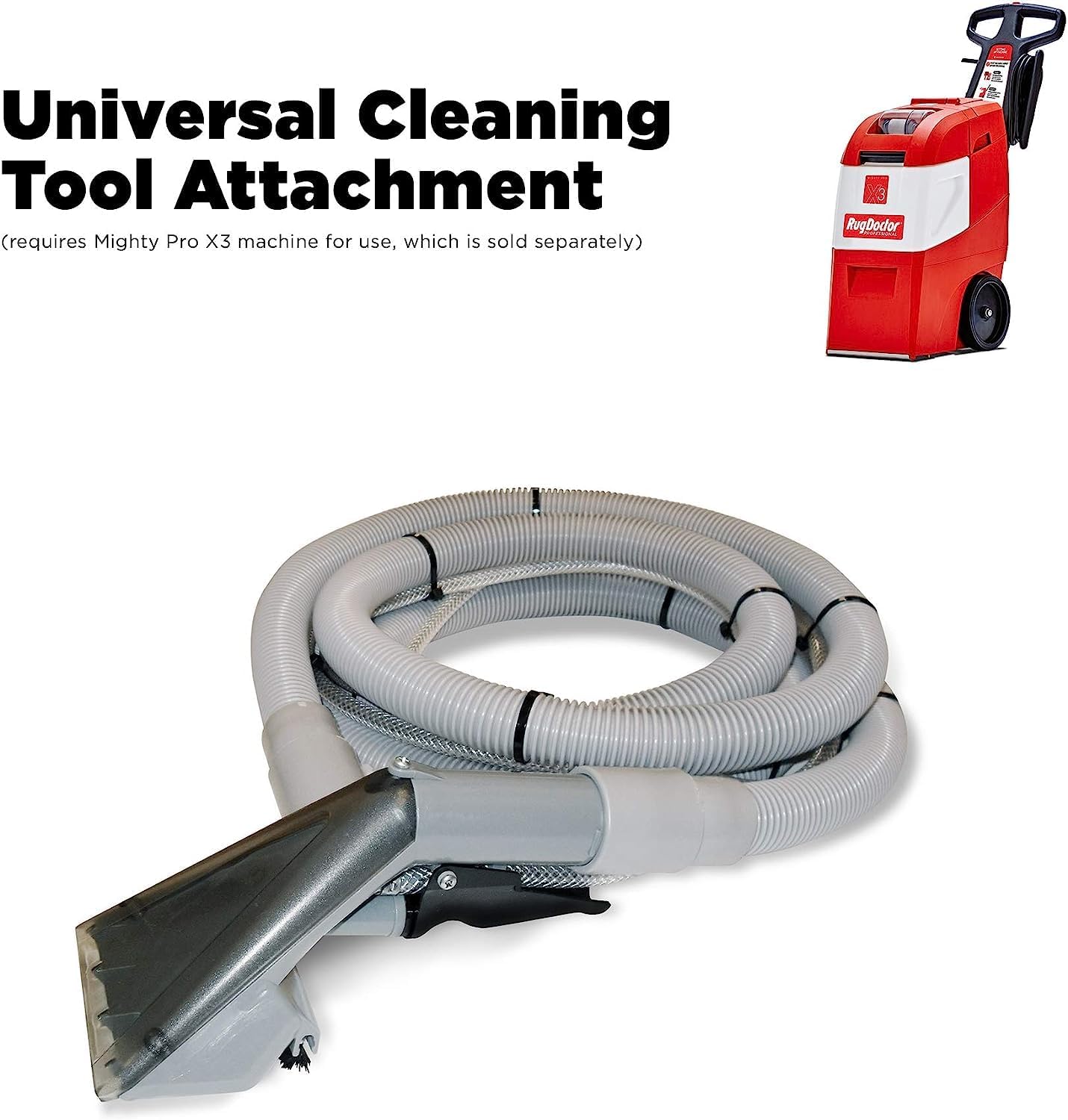 Rug Doctor Universal Upholstery Tool Attachment for X3 Commercial Carpet Cleaner, 12-ft Hose, for Carpet, Rugs, Upholstery, Stairs, Mattresses, & More