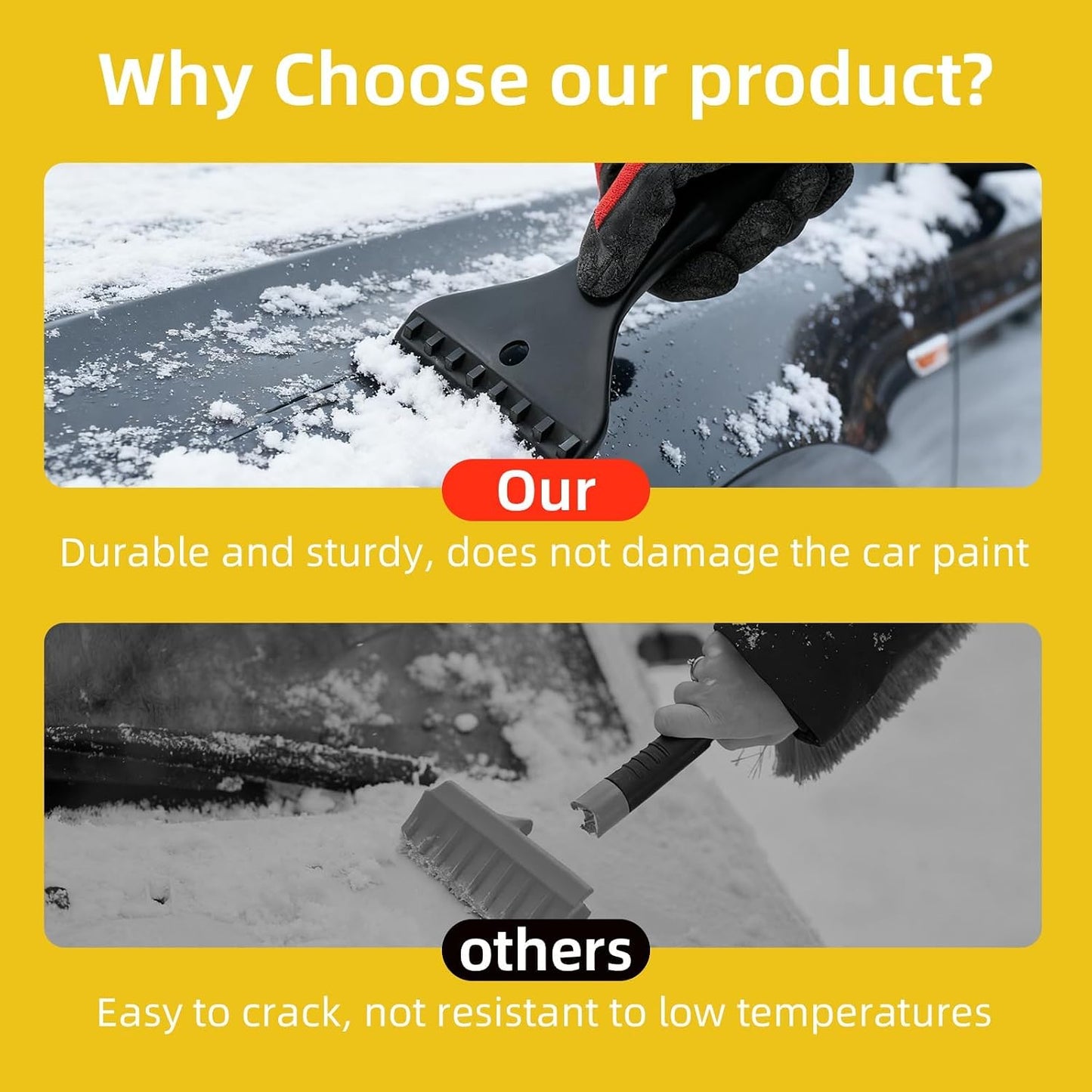 32" Telescoping Snow Brush for Car with Detachable Handle – an Extra-Wide Snow Brush and Ice Scraper for Car Windshield Window. The Ultimate Snow Scraper Brush for SUV & Trucks.