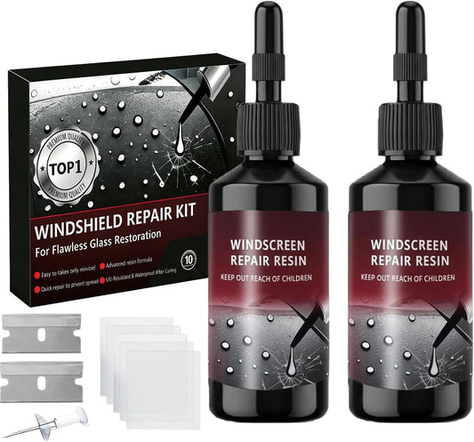 Windshield Repair Kit, 5Min Quick-Repair Nano Glass Repair Fluid. Suitable for Repairing car Windows, Rearview Mirrors and Glass.-New 2Pack