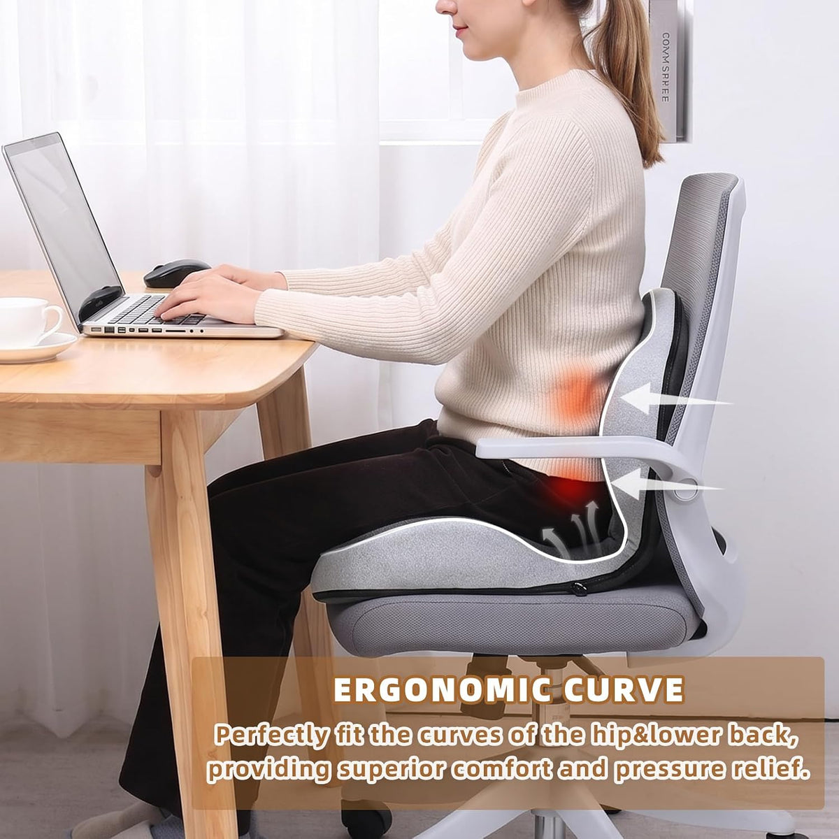 Dual-Layer Memory Foam Car Seat Cushions for Driving, with Lumbar Support