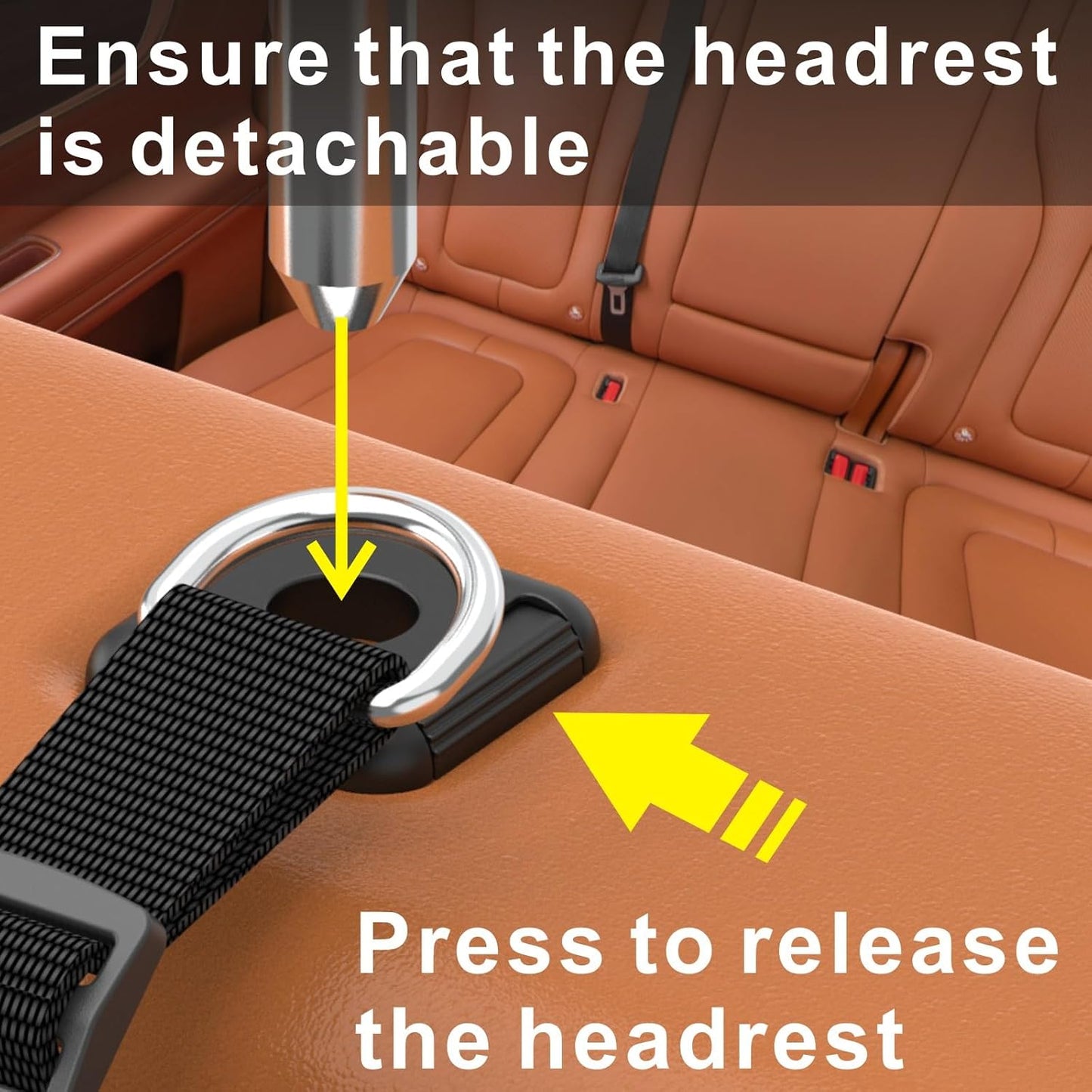 Car Headrest Hooks for Purse and Bags, 4 Pack | Adjustable Back Seat Hanger, Metal Heavy Duty, 100 lbs Capacity, Purse Holder